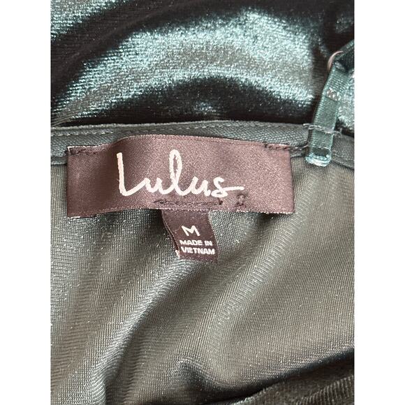 LULUS Dress M Velvet Kelly Green Faux Wrap Holiday Cocktail Fairy Goth - Picture 5 of 12